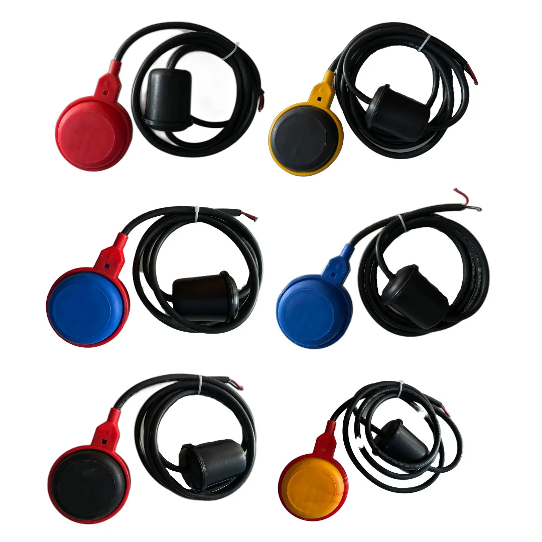 Custom Colour Float Switch With Counter Weight available in multiple colour combinations for OEM branding and automatic water level control. Designed for overhead water tanks, sump tanks, borewell pumps, industrial water storage systems, irrigation systems, sewage treatment plants, and commercial pump automation applications with reliable water level sensing and long service life.