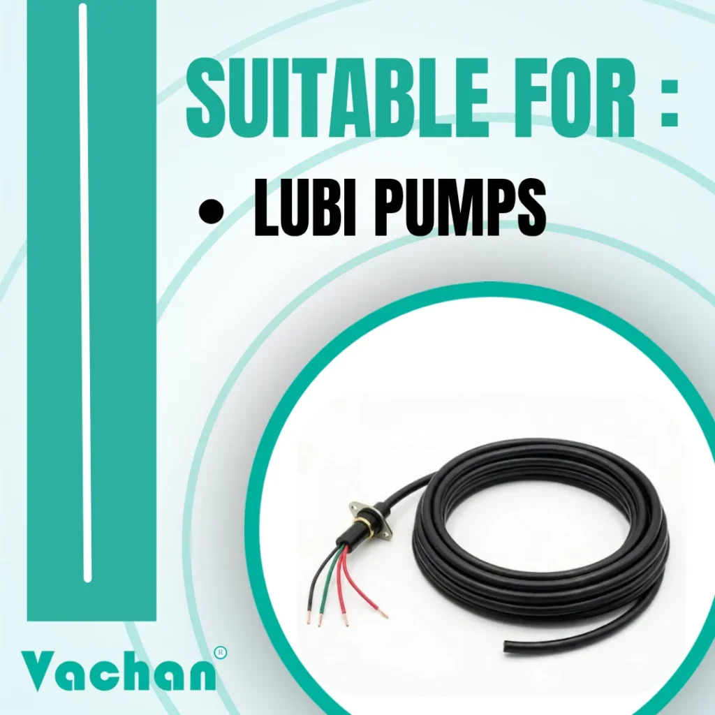 Vachan Power Cable with Grommet Kit specially manufactured for compatibility with Lubi submersible pumps and dewatering pumps. The waterproof cable assembly provides secure electrical connectivity and reliable sealing to prevent water ingress inside pump motors. Built using premium insulation materials, corrosion-resistant components, and flexible cable construction for dependable performance in domestic, agricultural, commercial, and industrial pumping systems. Suitable for borewell pumps, openwell pumps, drainage pumps, sewage pumps, and water transfer pumps requiring replacement pump cables. Frequently searched keywords include power cable for Lubi pump, Lubi pump spare parts, waterproof pump cable, submersible motor cable, float switch cable, pump repair cable, dewatering pump cable, pump cable replacement, pump electrical cable, and waterproof cable assembly