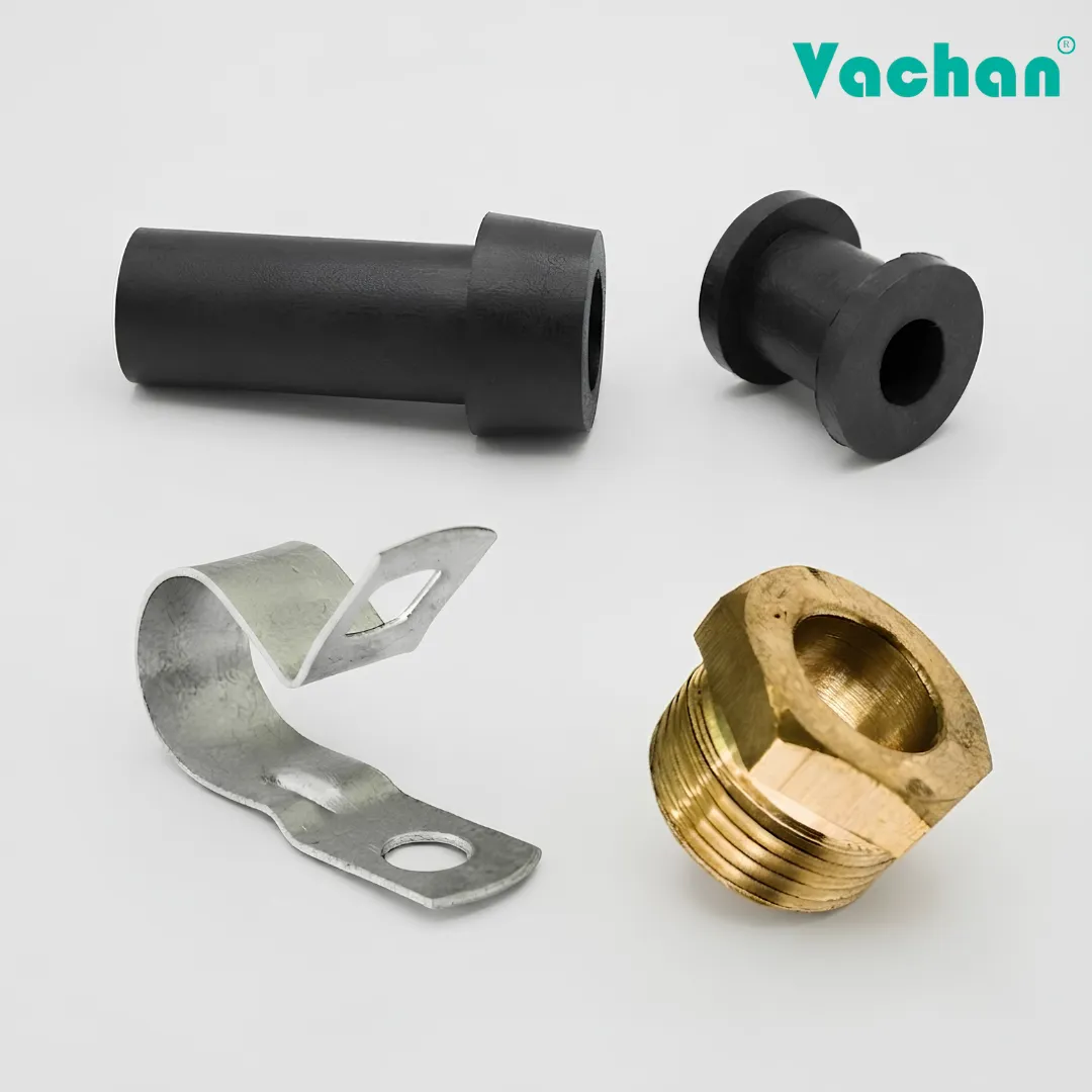 Thumbnail image of the Vachan Rubber Grommet Kit suitable for Kirloskar and other compatible submersible pumps. The kit contains a precision rubber grommet, brass nut, rubber bush, and stainless steel P-clip engineered for waterproof cable entry and secure installation. Designed to reduce cable wear, prevent water leakage, and improve pump reliability during continuous operation. Manufactured from industrial-grade rubber, corrosion-resistant stainless steel, and durable brass for long-lasting performance. Ideal for residential, agricultural, commercial, and industrial pumping applications. Frequently searched keywords include Kirloskar pump accessories, pump rubber grommet kit, brass cable gland nut, waterproof cable sealing kit, replacement rubber bush, pump installation hardware, float switch accessories, submersible pump repair parts, and cable entry sealing kit.