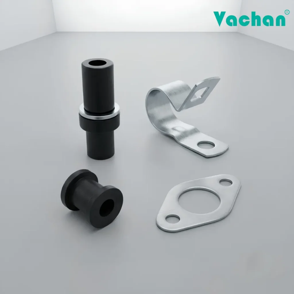 Thumbnail image of the Vachan Rubber Grommet Kit specially designed for Lubi submersible pumps. The kit contains a durable rubber grommet, rubber bush, stainless steel flat clamp, and stainless steel P-clip for reliable cable entry sealing and secure installation. Engineered to reduce cable movement, prevent water leakage, and improve overall pump reliability. Manufactured from premium-quality rubber and corrosion-resistant stainless steel to deliver long service life in demanding pumping applications. Suitable for domestic, agricultural, commercial, and industrial pumping systems. Popular Google searches include Lubi pump spare parts, pump rubber grommet kit, cable sealing accessories, waterproof cable kit, submersible pump repair kit, rubber bush replacement, pump installation hardware, float switch accessories, and replacement cable entry kit.