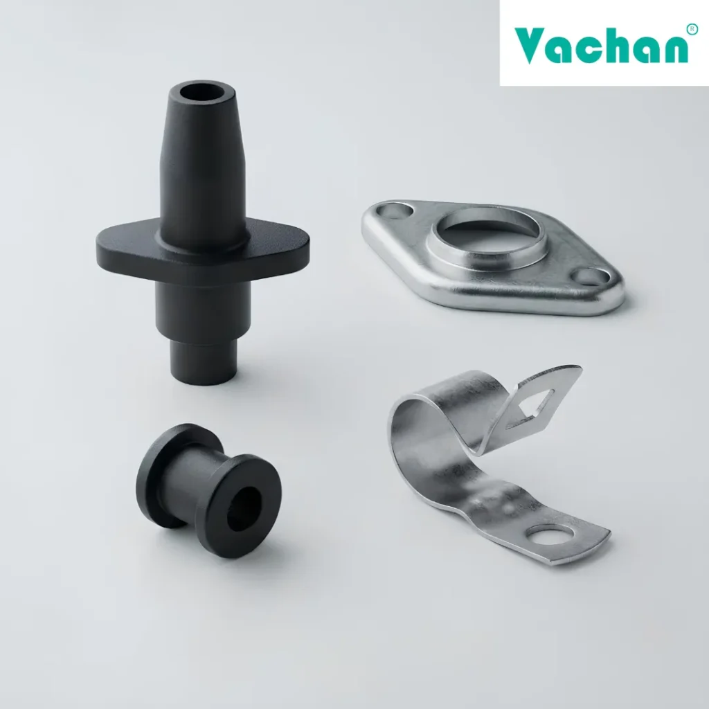 Thumbnail image of the Vachan Rubber Grommet Kit designed for V-Guard, CRI, CGL and other compatible submersible pumps. The kit includes precision-engineered rubber grommet, rubber bush, stainless steel collar clamp, and stainless steel P-clip for secure cable routing and waterproof sealing. Built using durable industrial-grade materials to withstand moisture, vibration, corrosion, and continuous pump operation. Suitable for float switch installation, submersible pump repairs, borewell applications, water tank systems, agricultural irrigation, and industrial pumping installations. Frequently searched keywords include pump rubber grommet kit, float switch accessories, cable sealing kit, V-Guard pump spare parts, CRI pump accessories, CGL pump replacement parts, waterproof cable kit, rubber bush replacement, pump cable grommet, and installation hardware.