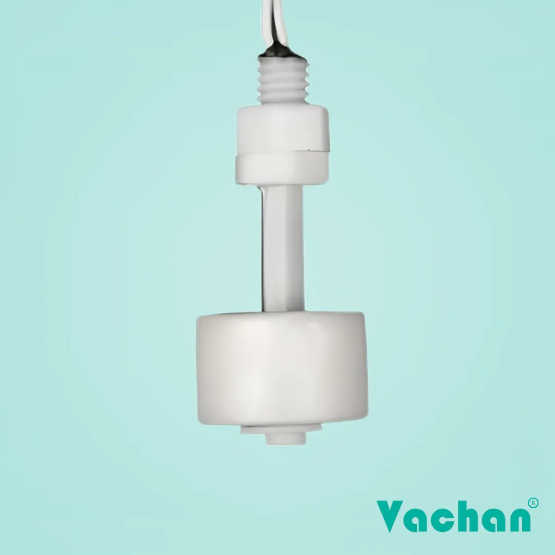 VFS 102 Float Sensor water level sensor with vertical polypropylene float design for automatic liquid level detection in water tanks, RO systems, industrial equipment, and process control applications.