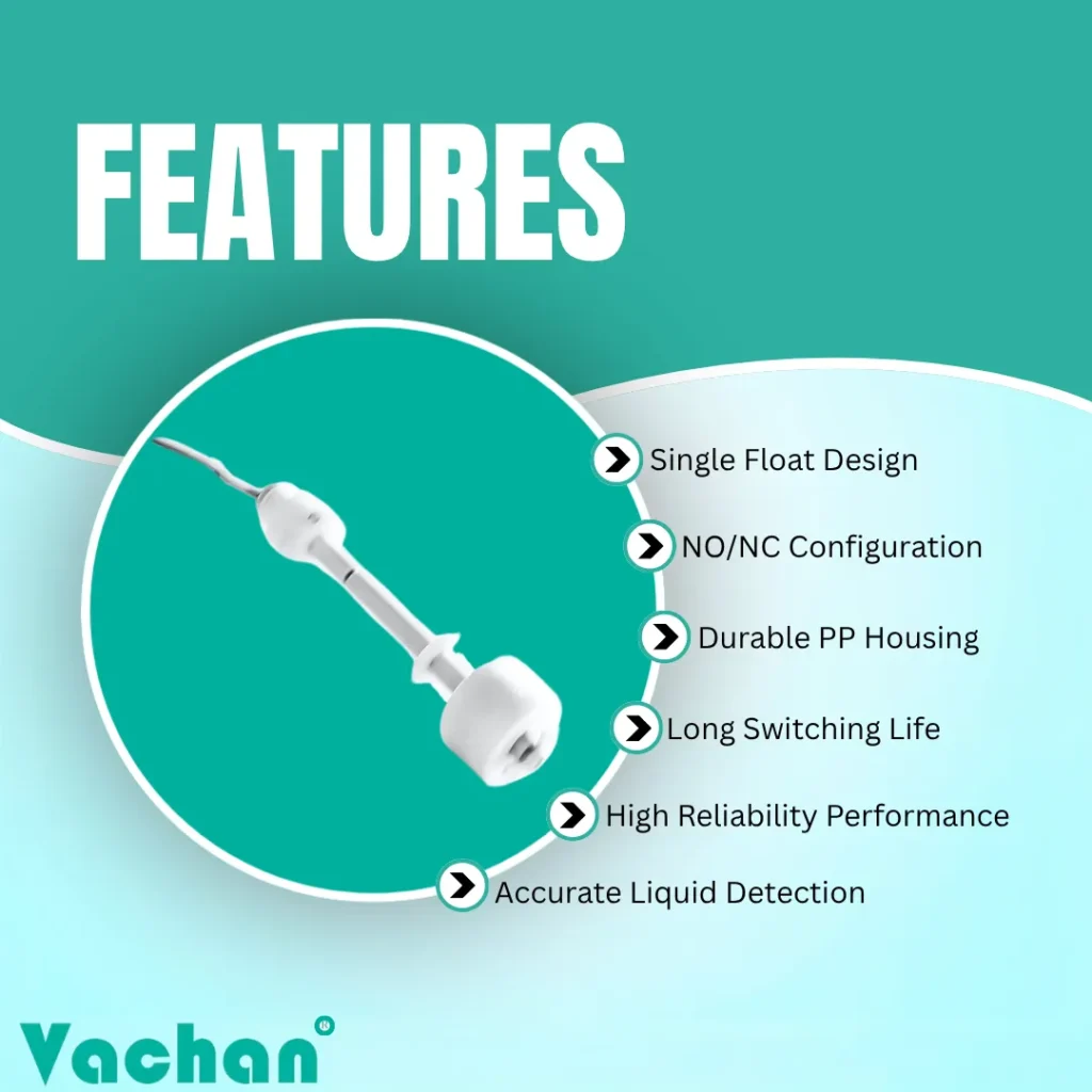VFS 106 Float Sensor featuring single float design, NO and NC contact configuration, durable polypropylene housing, long switching life, high reliability performance, and accurate liquid level detection. Designed for water tank automation, industrial liquid level control, automatic water level controller systems, RO plants, overhead tanks, underground reservoirs, pump control panels, and chemical storage tanks. This vertical float switch is widely searched as water level sensor, float switch, liquid level sensor, tank level sensor, reed switch float sensor, PP float sensor, industrial float switch, reservoir level sensor, automatic pump controller, water storage tank sensor, and vertical liquid level switch for dependable level sensing applications.