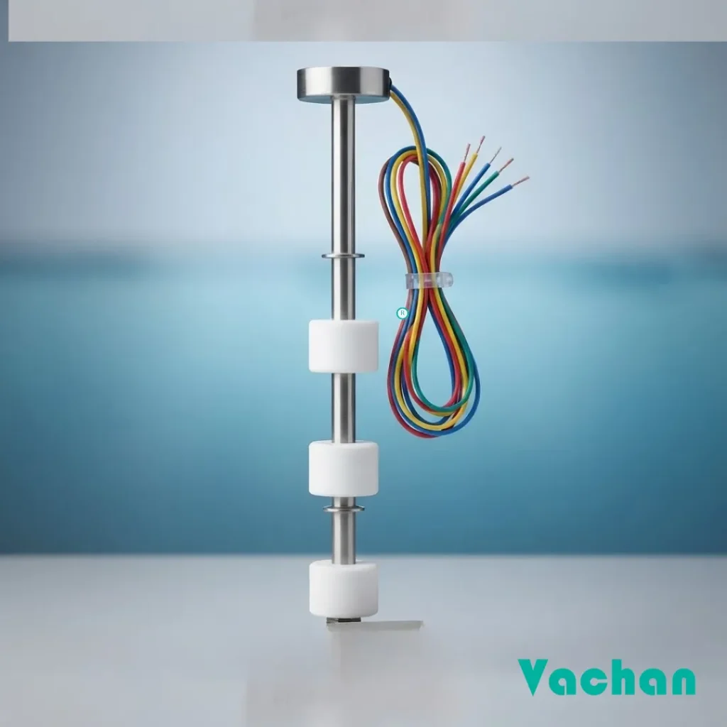 VFS 113 Multi-Level Float Sensor featuring multi-level detection, multiple float switches, stainless steel stem construction, optional Teflon cable, high switching accuracy, and customizable level configuration. This industrial water level sensor is engineered for reliable liquid level monitoring in storage tanks, process vessels, chemical tanks, water treatment plants, and automated pump systems. Its magnetic reed switch technology provides dependable switching performance with long operational life. Popular Google search keywords include multi level float switch, stainless steel float sensor, water level sensor, liquid level switch, industrial float switch, tank level controller, vertical float switch, magnetic level sensor, reed switch float sensor, multi point level sensor, float switch manufacturer, and automatic water level controller.
