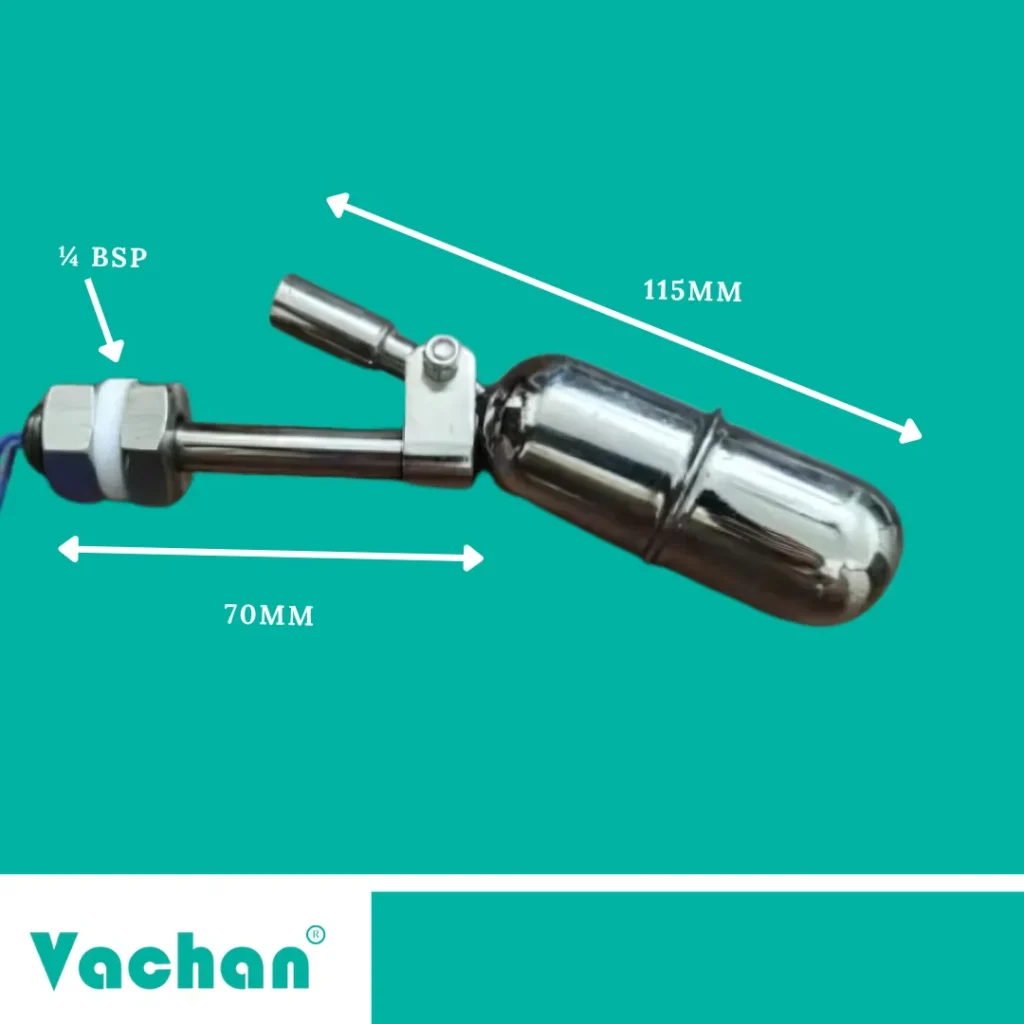 The VFS 122 vertical stainless steel float sensor is a high-quality water level sensor designed for accurate liquid level monitoring in industrial and commercial applications. This float switch features a durable stainless steel construction with a 1/4 BSP threaded connection, making it suitable for water tanks, overhead tanks, underground reservoirs, chemical processing tanks, hot water tanks, steam boilers, oil storage tanks, fuel tanks, pharmaceutical equipment, and food processing systems. The industrial float sensor provides reliable water level control, automatic pump operation, overflow protection, dry run protection, and liquid level detection. Frequently searched keywords for this product include float sensor, water level sensor, stainless steel float switch, vertical float switch, tank level sensor, liquid level switch, industrial float switch, magnetic float switch, water tank level sensor, float level controller, liquid level monitoring sensor, and industrial water level controller for automation systems.
