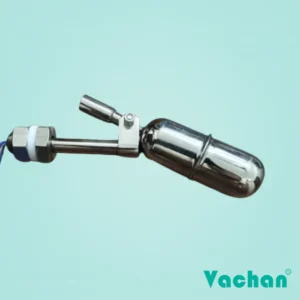 Close-up image of the VFS 122 stainless steel vertical float sensor designed for industrial water level monitoring and liquid level control. The industrial float switch features corrosion-resistant stainless steel construction, precision engineered float assembly, vertical mounting configuration, and durable threaded process connection for long-lasting operation. It is widely used in water tanks, chemical tanks, oil storage tanks, food processing equipment, pharmaceutical industries, industrial automation systems, steam boilers, and water treatment plants. Frequently searched Google keywords for this product include water level sensor, float sensor, industrial float switch, stainless steel float switch, vertical float switch, liquid level sensor, magnetic float switch, tank level sensor, float level controller, water tank float switch, industrial water level controller, and liquid level monitoring switch.